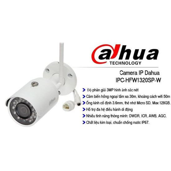 Camera IP Dahua DH-IPC-HFW1320SP-W (3MP)- Hàng chính hãng