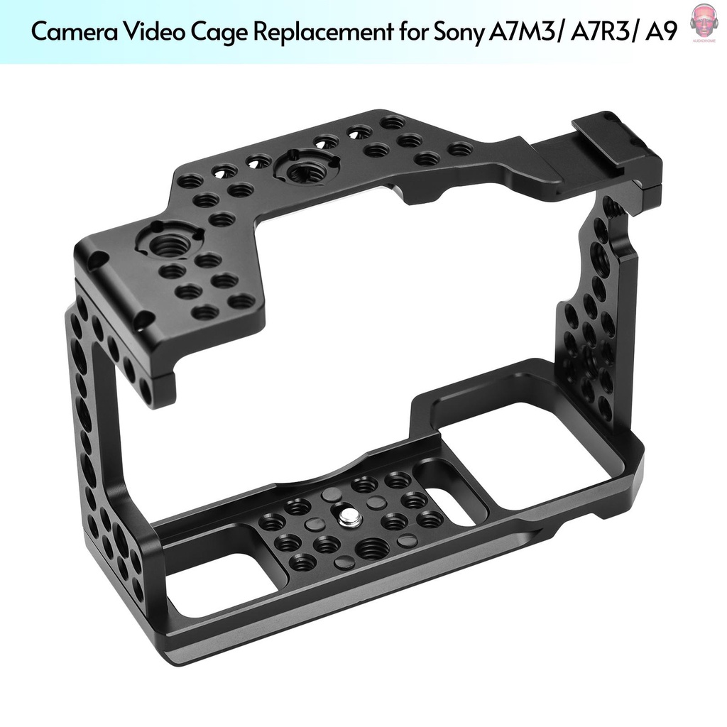 Lồng máy ảnh bằng hợp kim nhôm thay thế cho máy ảnh không gương lật Sony A7M3 A7R3 A9 với giá đỡ lỗ vít 1/4 3/8 inch
