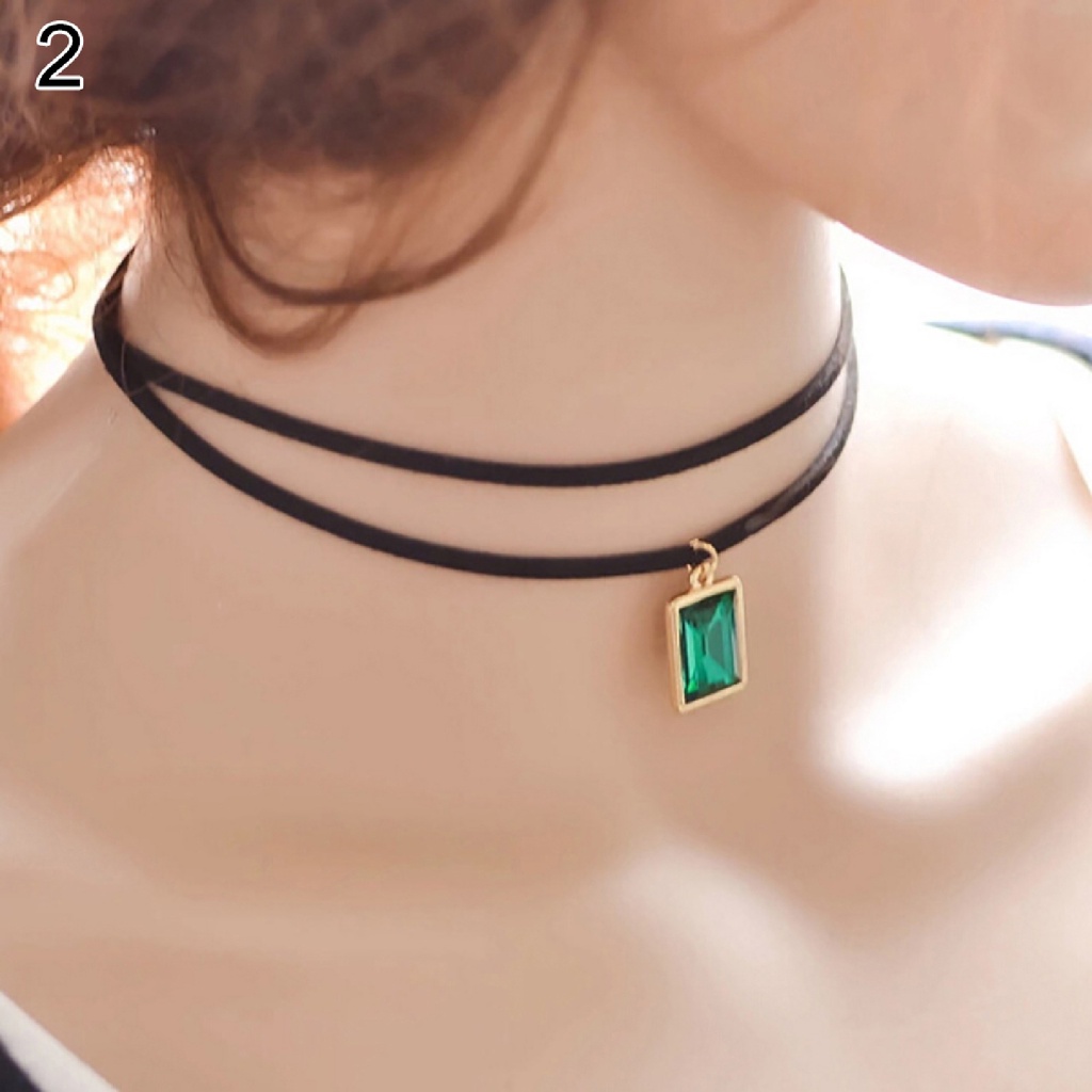 Vòng cổ choker vải nhung hai lớp màu đen