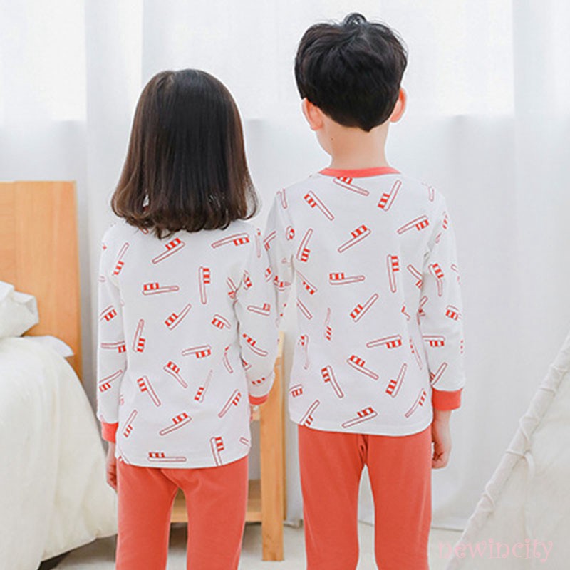 Bộ pijama gồm áo dài tay + quần dài in họa tiết hoạt hình cho bé