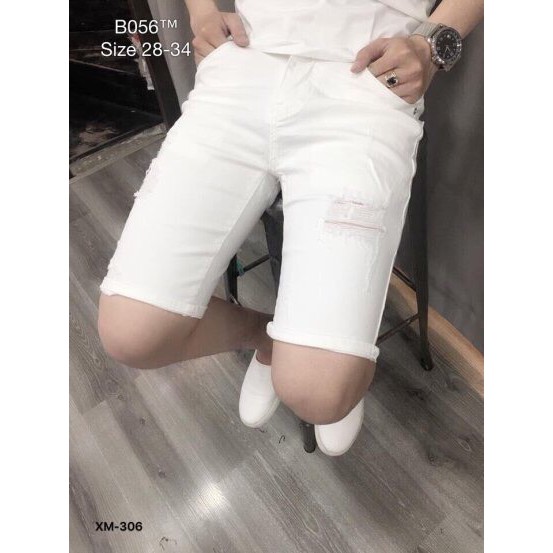 Sỉ Quần Short Jean Nam, Quần Đùi Nam Hai Màu Đen Trắng Chất Bò Cao Cấp Form Slimfit