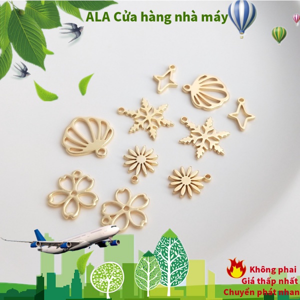 💖Đồ trang sức DIY💖Màu Sắc Mặt Dây Chuyền Mạ Vàng 14k Hình Hoa Anh Đào / Ngôi Sao / Bông Tuyết