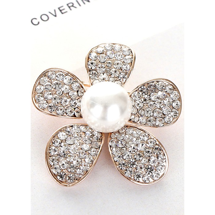Cài áo thời trang hình hoa 5 cánh đính đá sang trọng GC74