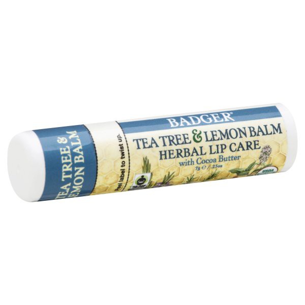 Son Dưỡng Hữu Cơ BADGER Tea Tree and Lemon Balm Herbal Lip Care USDA Organic - 4.2g