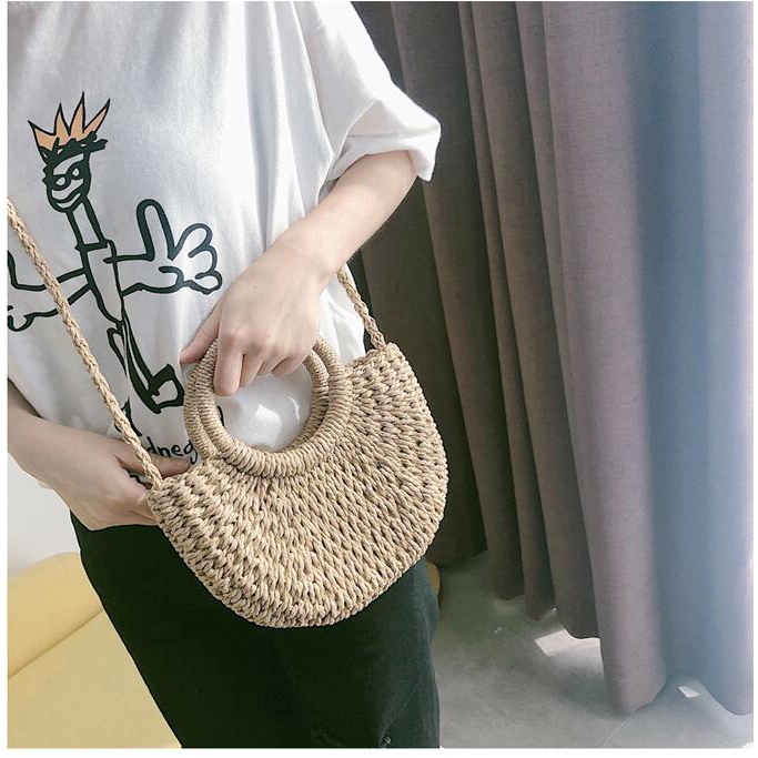 Labonia-Túi cói bán nguyệt thời trang đi biển phong cách vintage | BigBuy360 - bigbuy360.vn