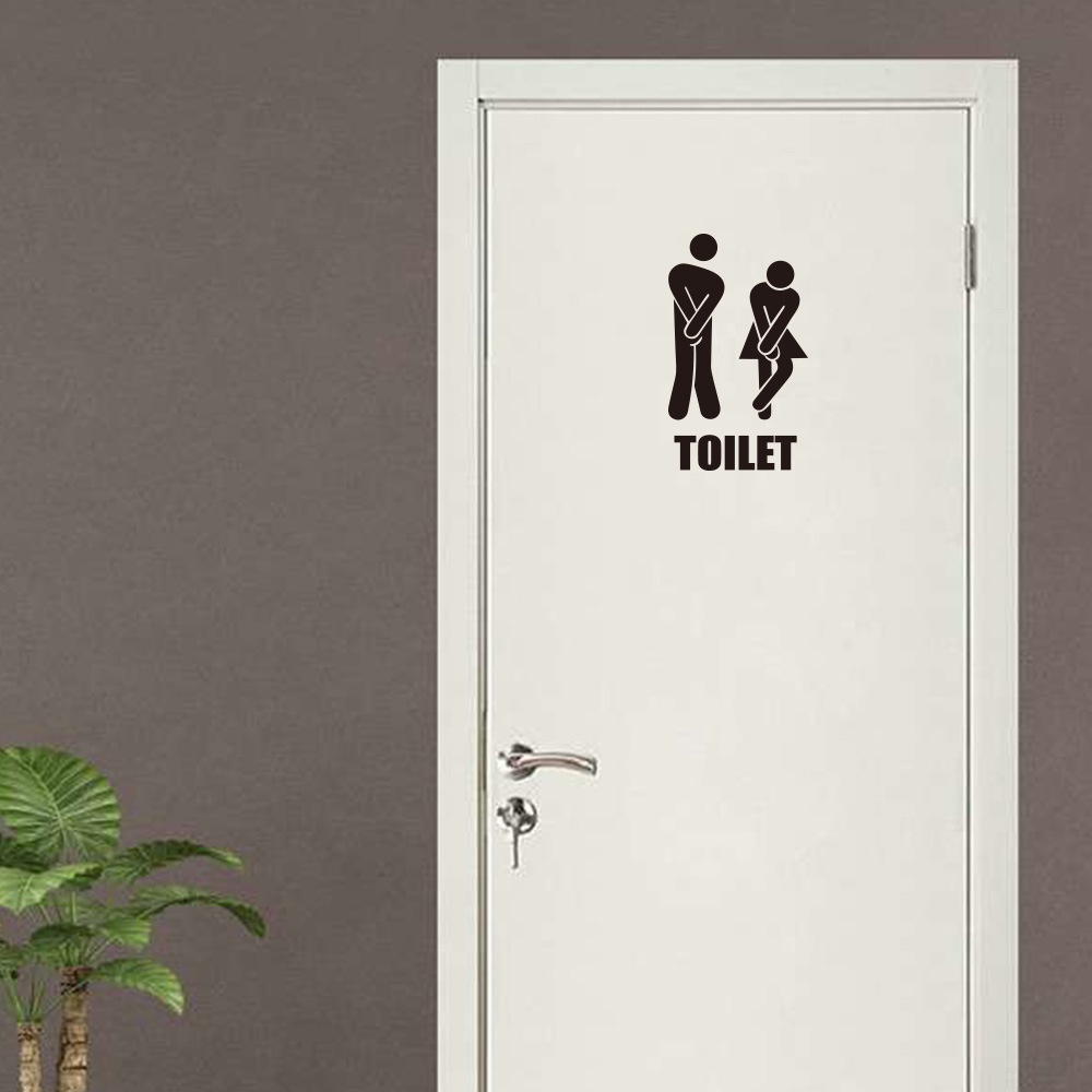 Miếng dán tường/cửa nhà vệ sinh hình người đàn ông nhỏ màu đen