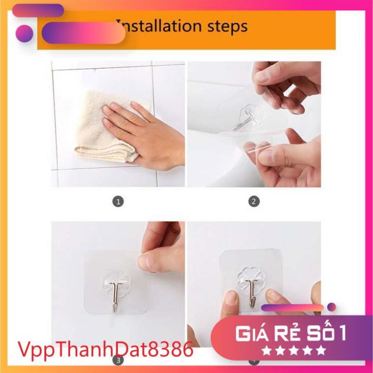 (Sale)  Sỉ 100 Móc dán trong suốt siêu bền siêu chịu lực
