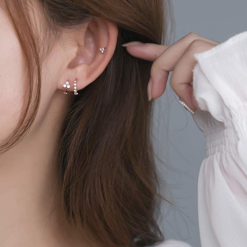 Bông Tai Mạ Vàng Hồng Đính Đá