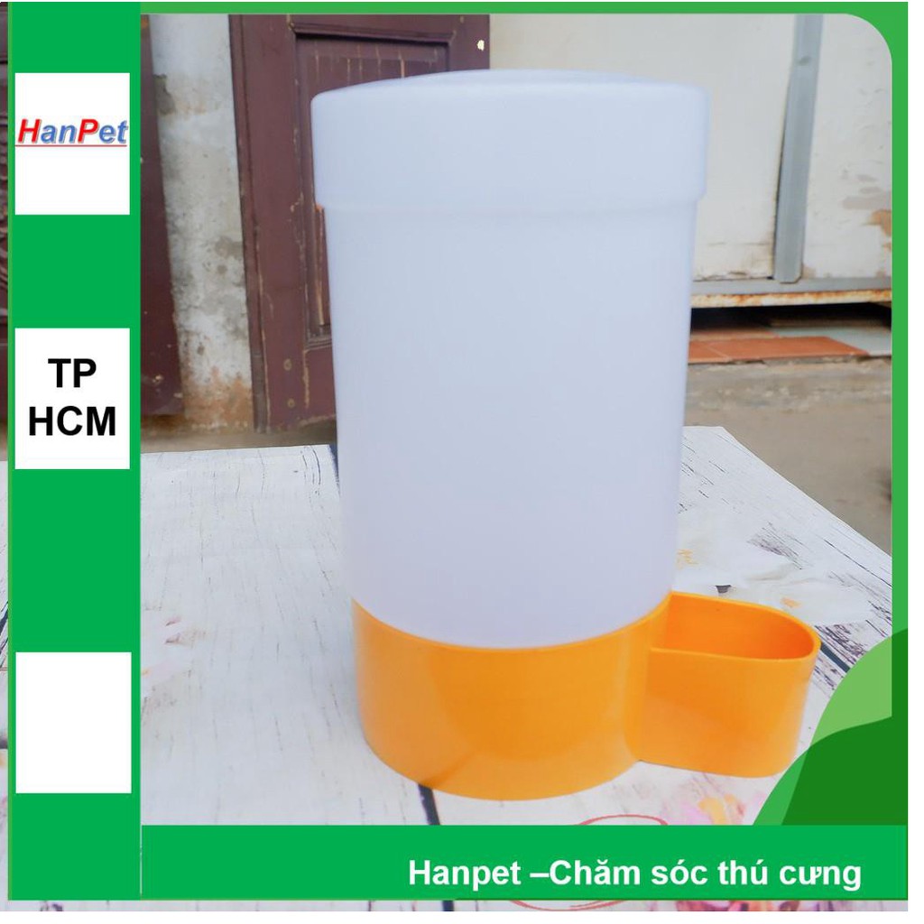 HN-Bình uống nước gia cầm tự động cấp nước - Dạng trụ đứng đặt nền (18x10cm) - máng uống chim cảnh gà chọi, g