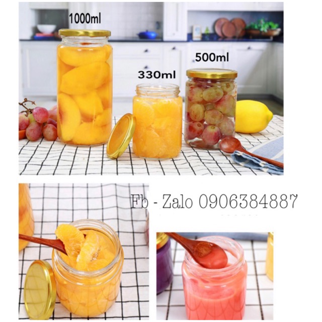 Hũ Thủy Tinh Tròn Nắp Thiếc 500ml - 1000ml