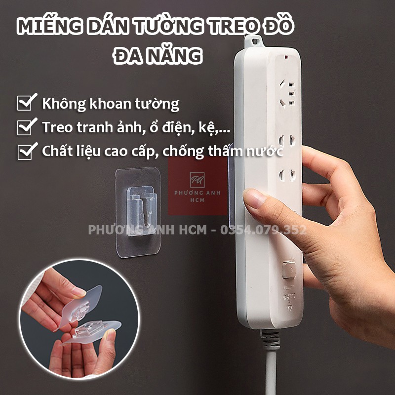 Bộ Móc Dán Tường Ghép Đôi Treo Đồ, Ổ Điện, Tranh Ảnh