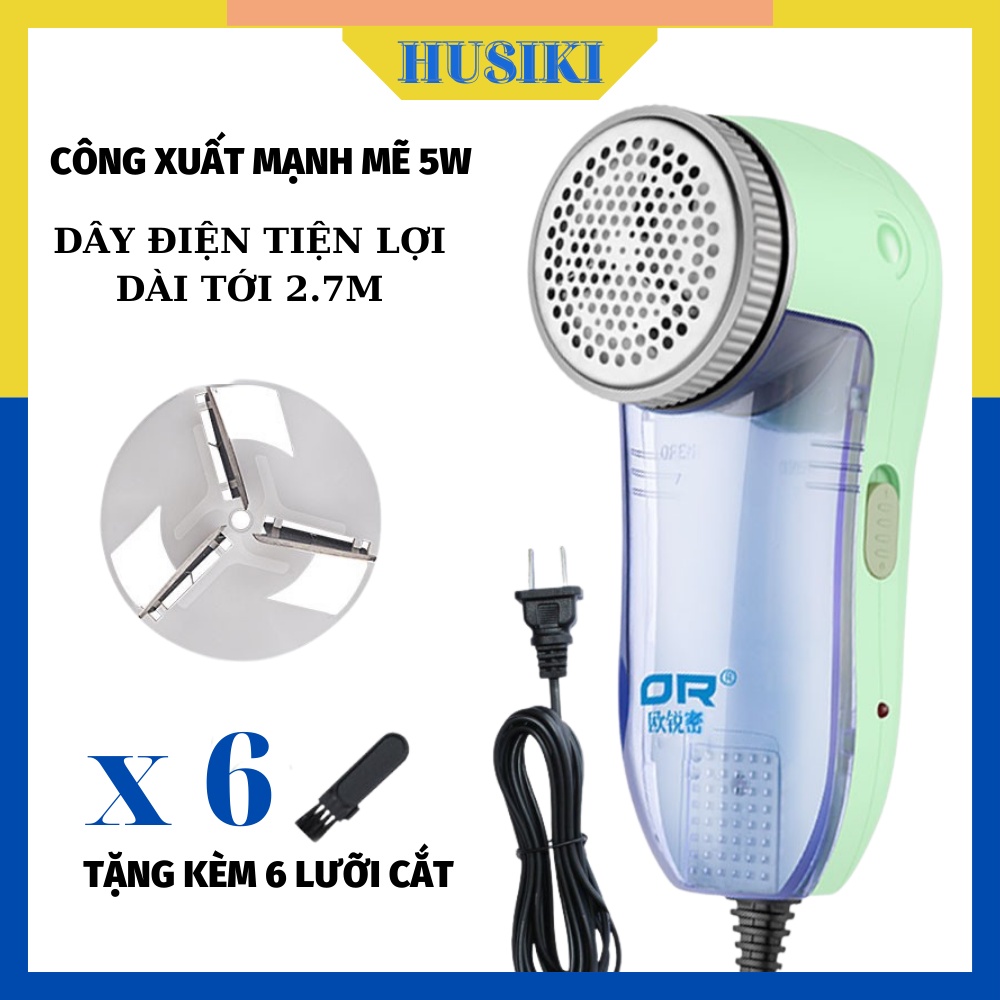 Máy cắt lông xù quần áo kèm 6 lưỡi dao cầm tay mini OR-8852 nội địa Trung bảo hành 6 tháng HUSIKI MC01