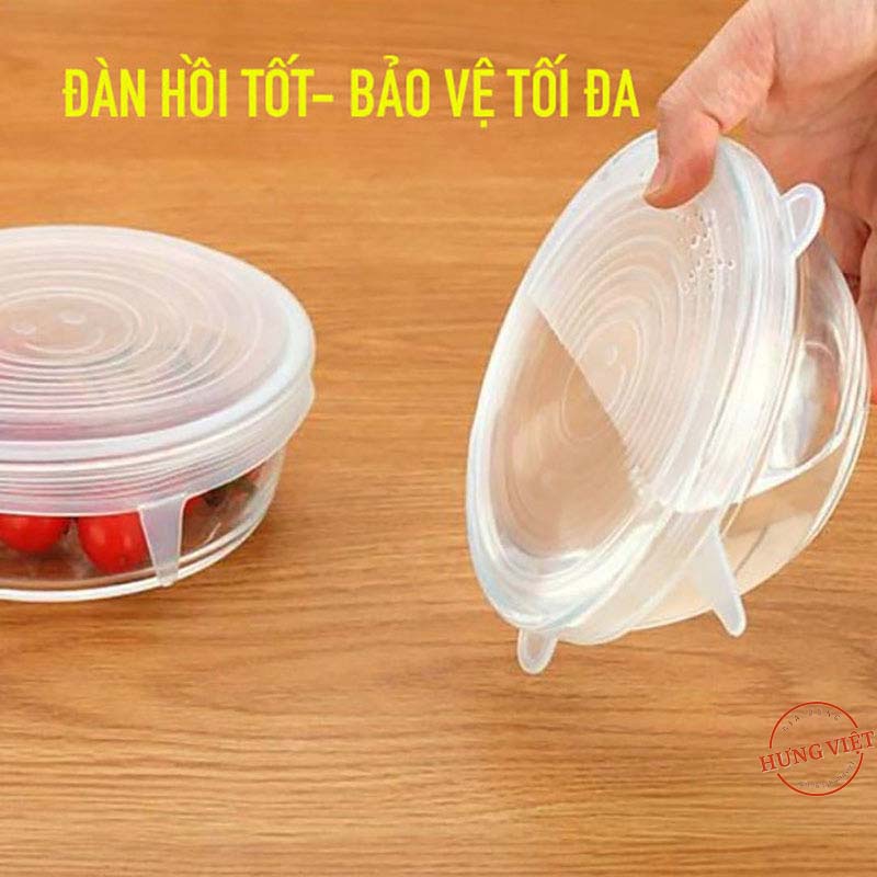 6 Màng Bọc Thực Phẩm Silicon, Bọc Thức Ăn, Bảo Quản Đồ Ăn [NẮP ĐẬY SILICON]