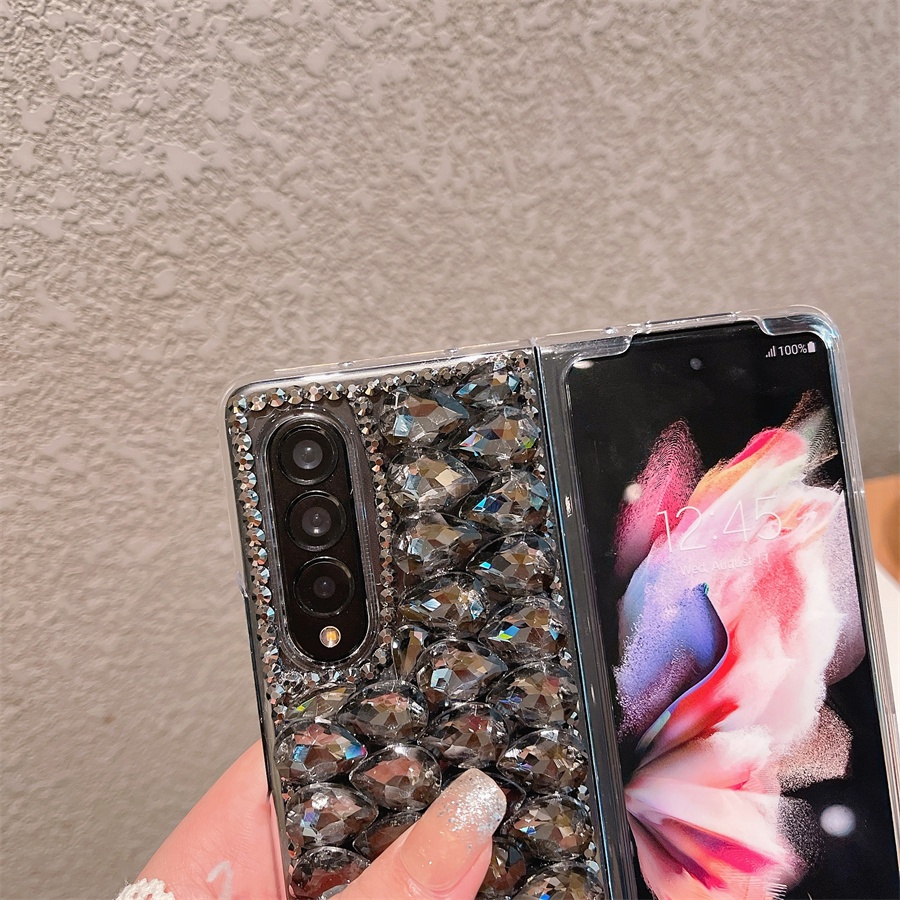 Bao Da Điện Thoại Đính Kim Cương Sang Trọng Cho samsung galaxy z fold 5 4 3 2 fold3 5g Ốp