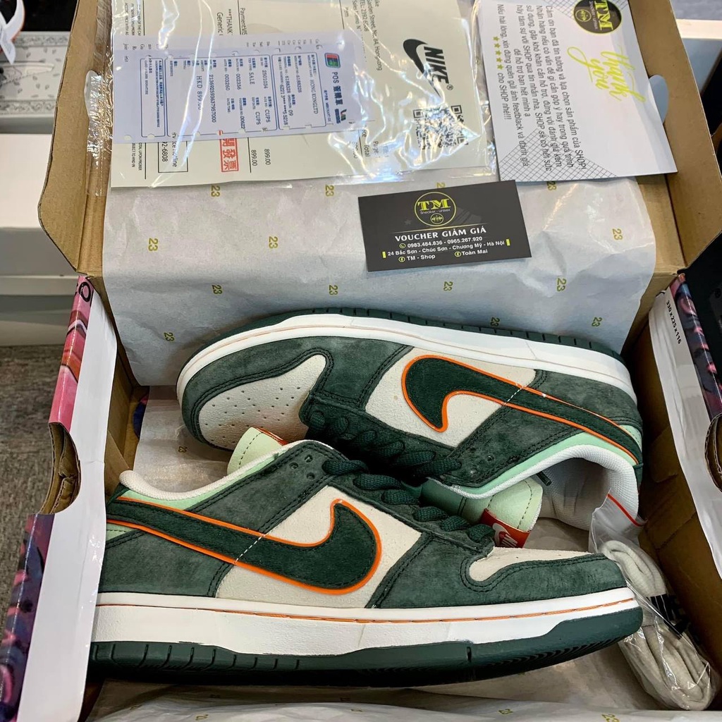 Giày thể thao sneaker SB dunk low da lộn xanh mới nhất