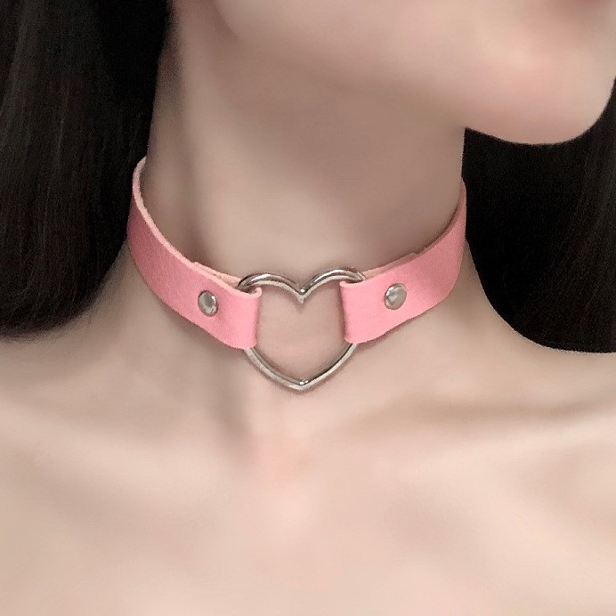 Choker / vòng đeo cổ da hịn mix khoen trái tim cực chất PK21 Phụ kiện thời trang Nhà Kho TuTu