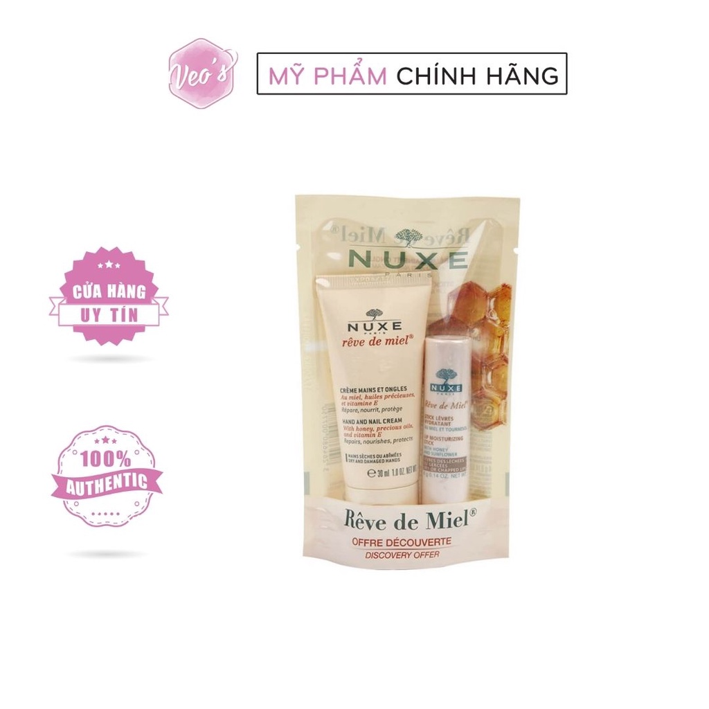 Set kem dưỡng tay và son dưỡng dạng thỏi Nuxe Reve De Miel