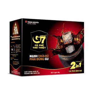 CÀ PHÊ HÒA TAN G7 ĐEN ĐÁ 2IN1 HỘP 15 GÓI