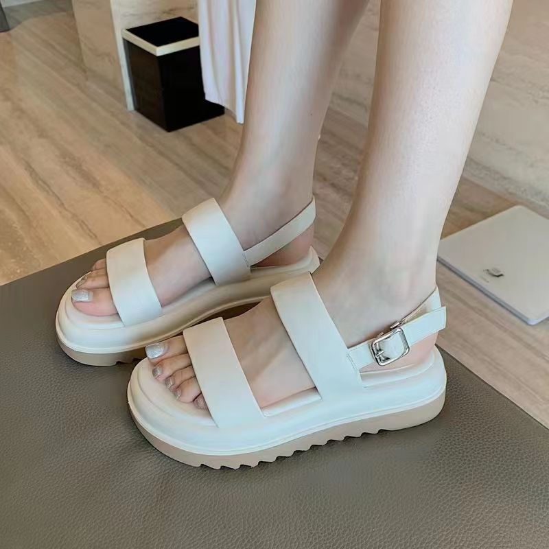 Giày Sandal Thể Thao Đế Dày Dây Chéo Màu Xanh Lá Cây Phong Cách Mới