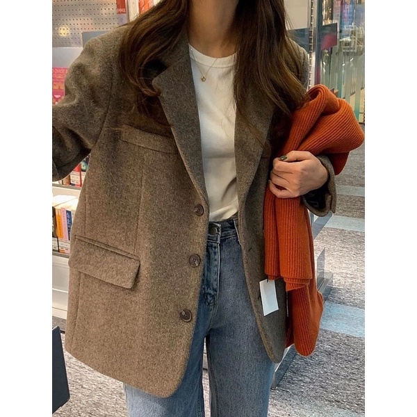 Áo khoac blazer chất dạ chuẩn form đứng dáng