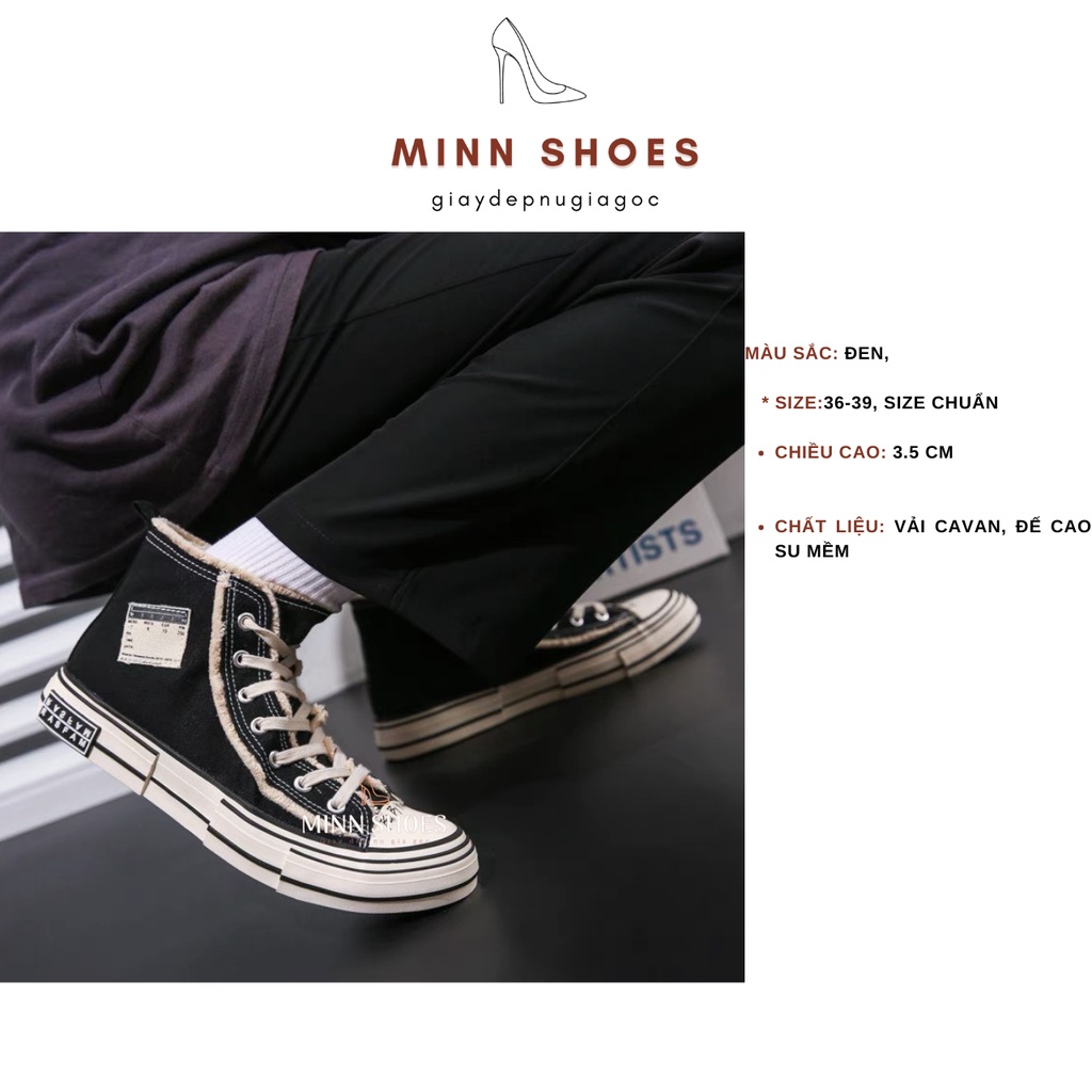 giày  sneaker cổ cao vải xé canvas phong cách ăn mày đế tăng chiều cao thời trang (G6)