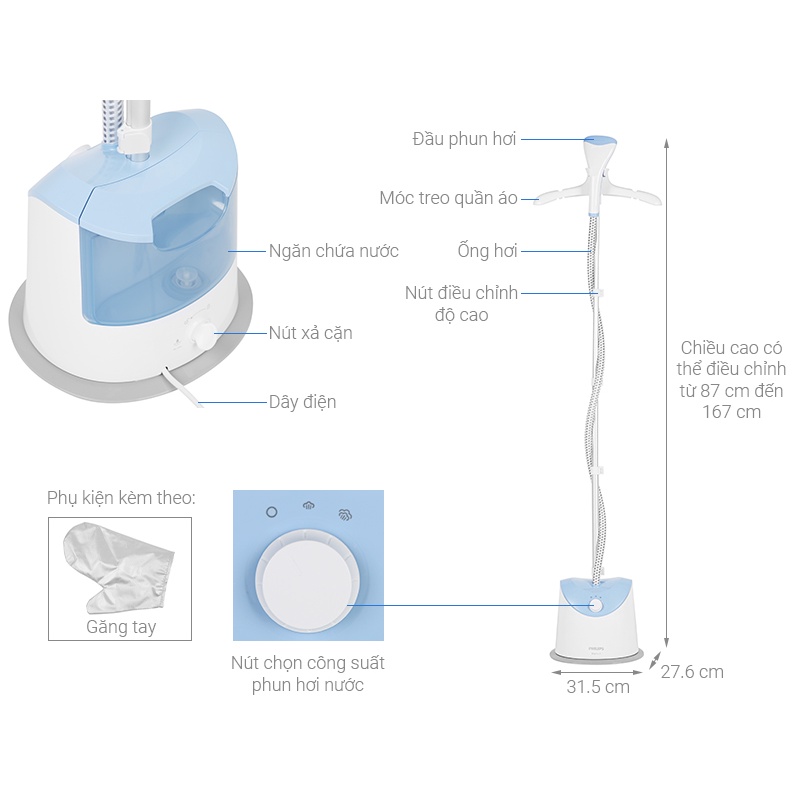 GC482 -  Bàn ủi hơi nước đứng Philips GC482- Hàng chính hãng - Smart House