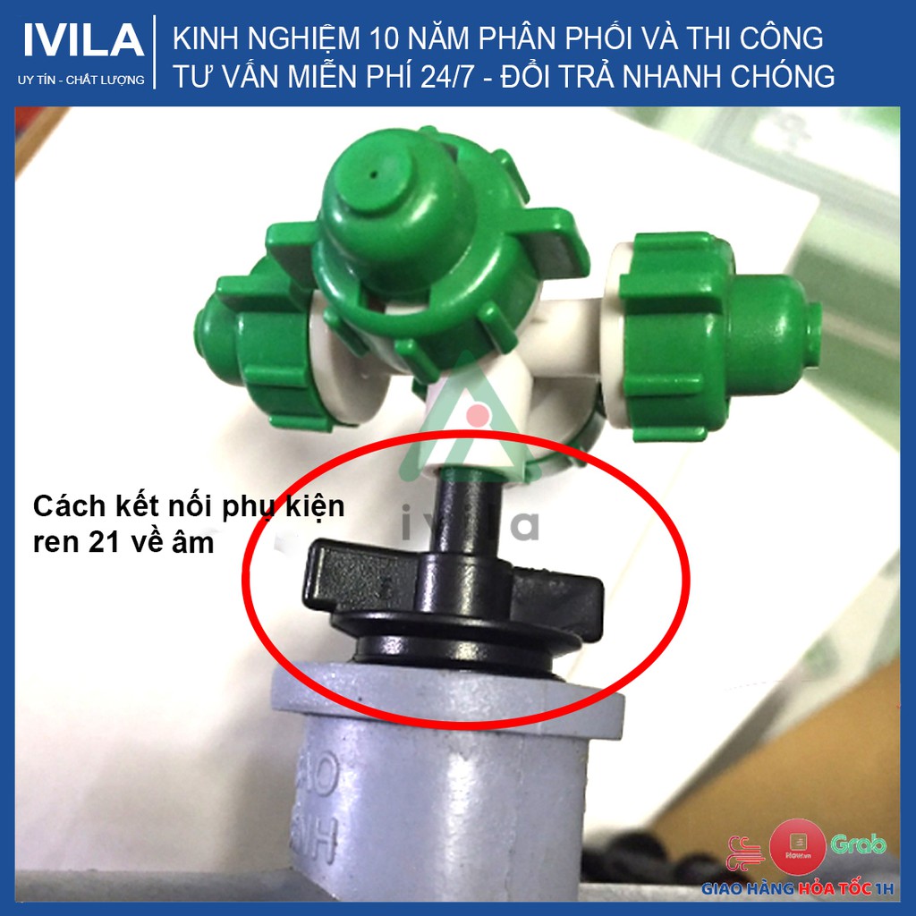 Ren 21 nối ống LDPE 6 -8 mm - Ren nối nhanh cho hệ thống tưới - Bảo hành 12 tháng