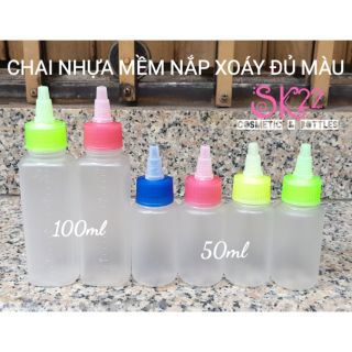 SET 10 CHAI NHỰA MỀM NẮP XOÁY ĐỦ MÀU 50ml/100ml