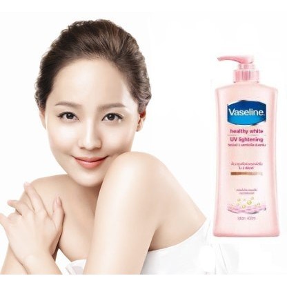 Sữa dưỡng thể cấp ẩm trắng da Vaseline Heathy White uv lightening 725ml màu hồng mẫu mới Chính Hãng