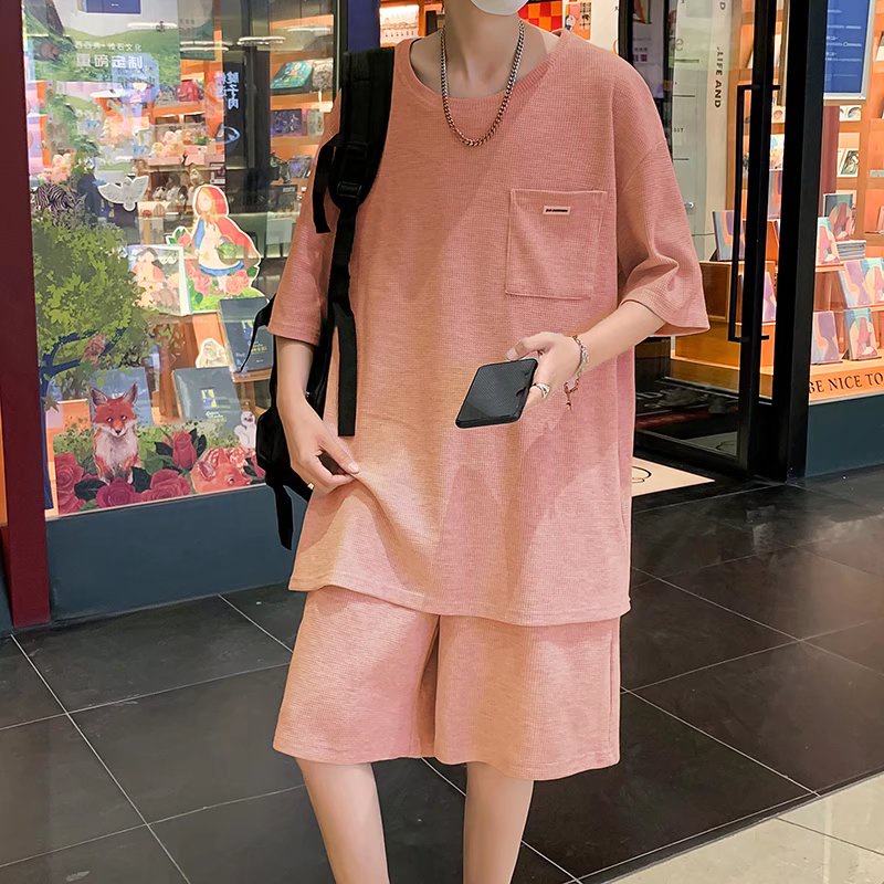 Set phong cách Hàn Quốc bộ quần áo nam Áo Thun Tay Ngắn + Quần Short đồ bộ nam Thời Trang bộ thể thao nữ