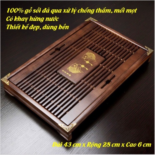 [NOWSHIP HCM] Khay Trà Tre Có Ngăn Đựng Nước K250 - Khay trà 02 tầng,, kiểu dáng đẹp, dùng bền