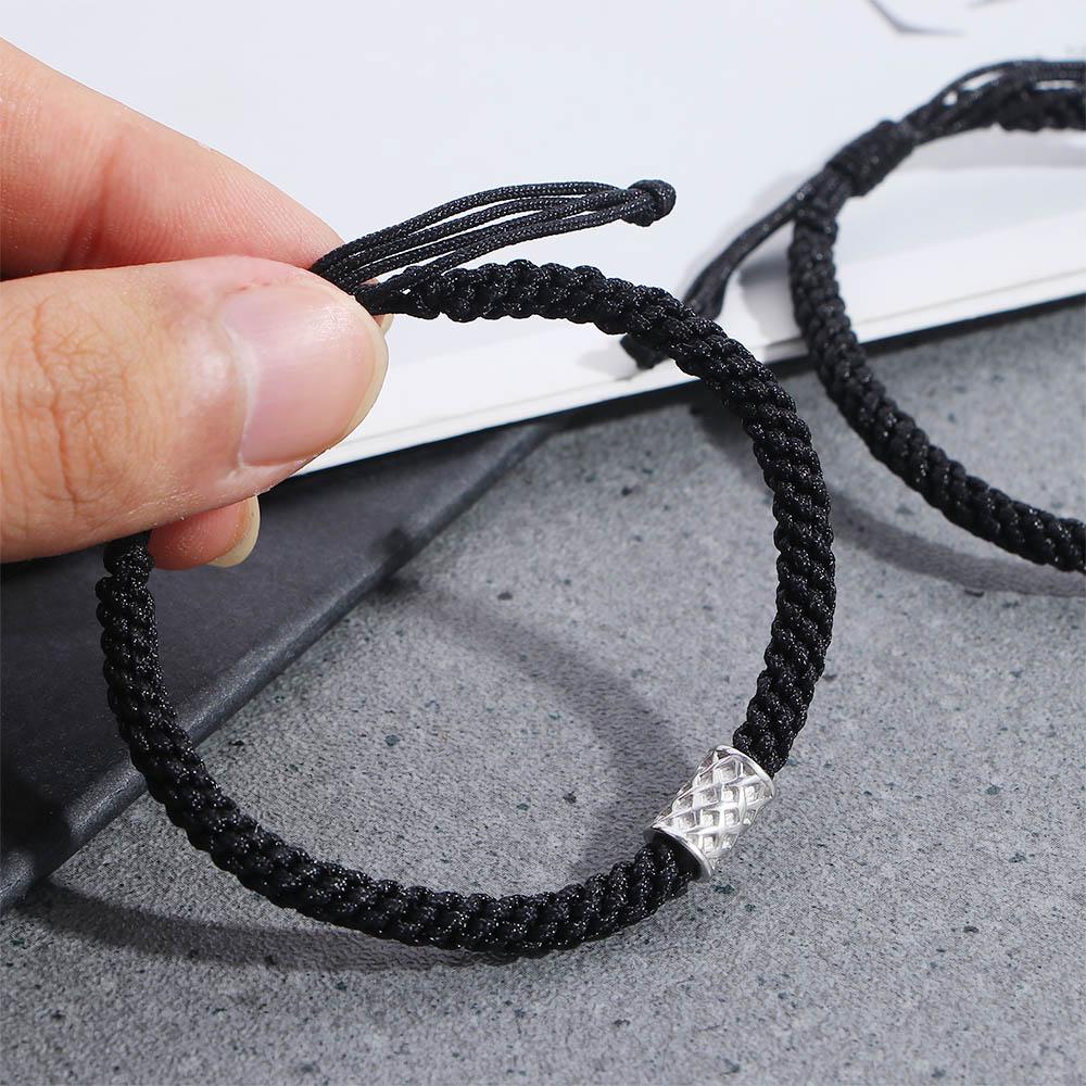 Vòng Tay Dây Bện Mặt Đồng Hình Học Đơn Giản Phong Cách Hàn Quốc Cổ Điển Có Thể Điều Chỉnh