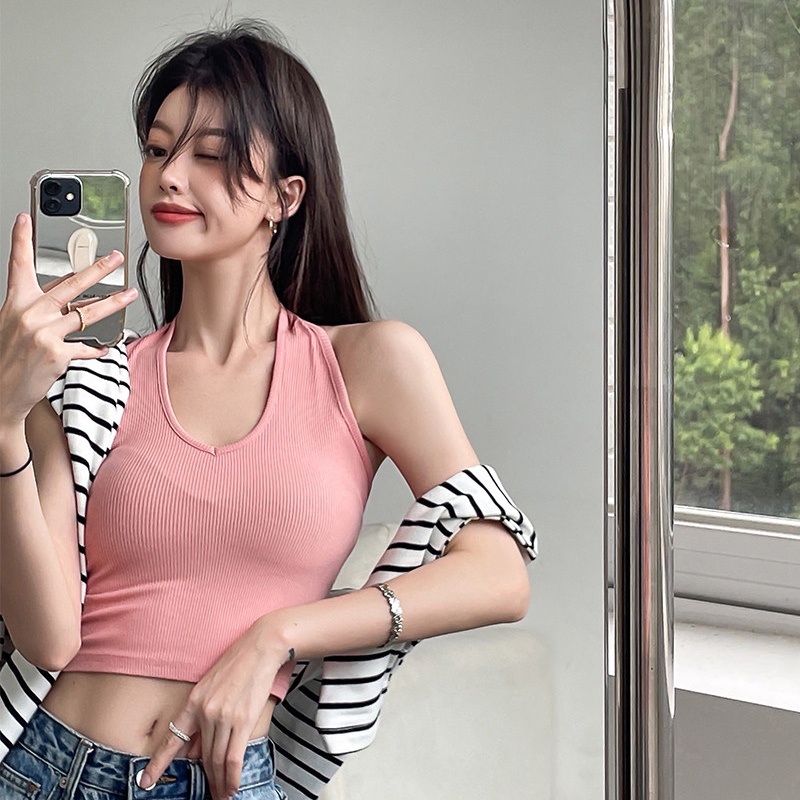 Áo kiểu SUXI không tay thời trang mùa hè màu trơn hở lưng gợi cảm cho nữ