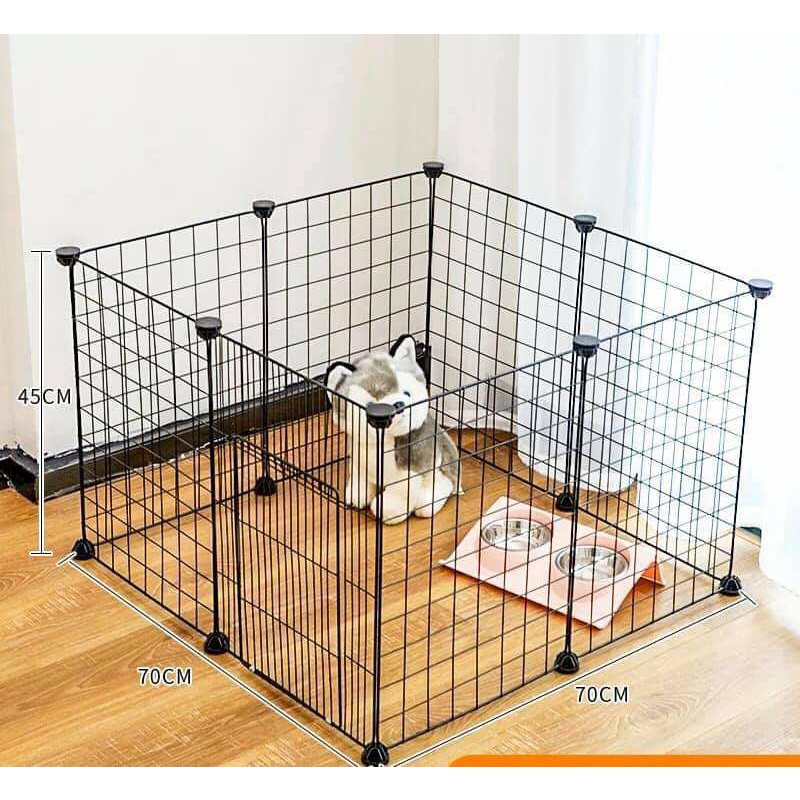 Chuồng Thú Cưng Lắp Ghép 8 Tấm Có Cửa (Tặng Kèm Chốt), Tấm Ghép Lồng (KT 70x70cm cao 45)