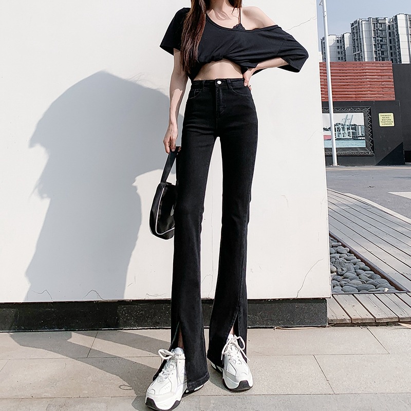Quần Jeans Nữ Lưng Cao Ống Loe Plus Size Thời Trang