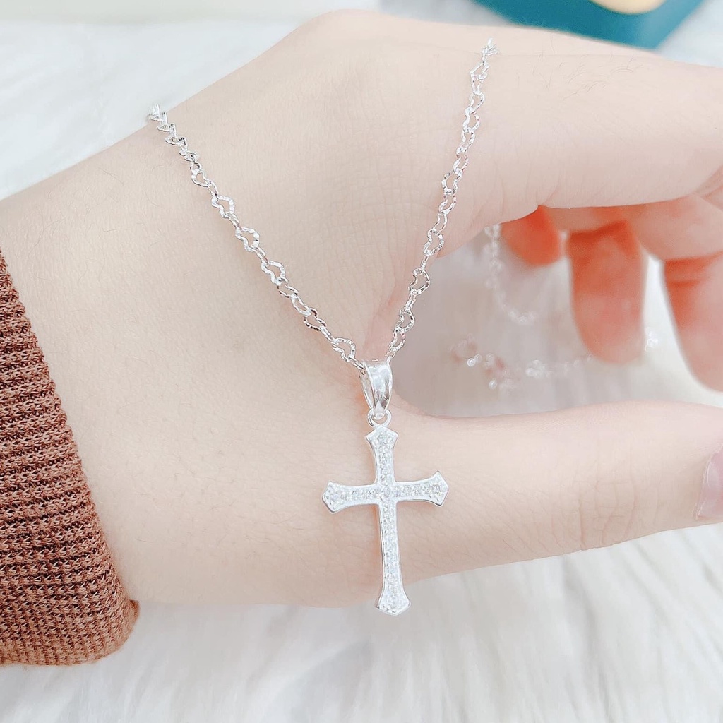 Dây chuyền thánh giá chất liệu bạc 925 cao cấp sáng bóng không rỉ
