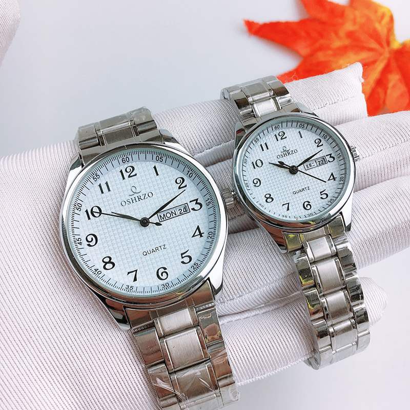 Đồng hồ đôi dây kim loại chính hãng Oshrzo  Pure White