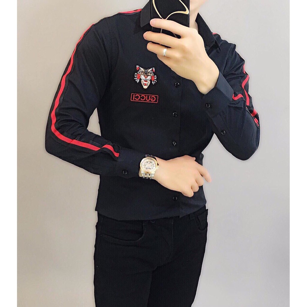 Áo sơ mi nam thêu cọp