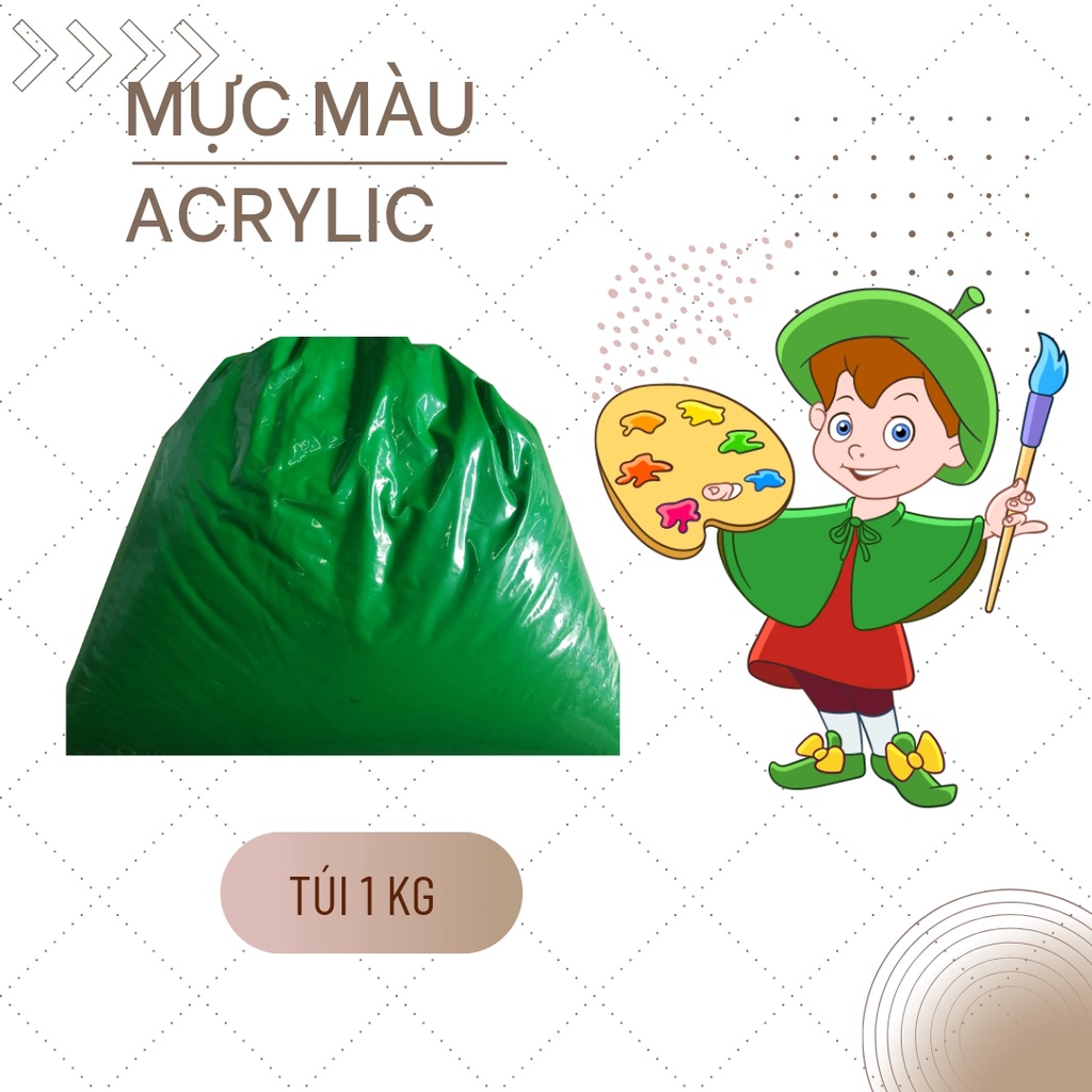Túi 0.5 kg và 1 kg Màu acrylic sử dụng vẽ trang trí, DIY album trên vải, gỗ, tường, giấy, kính, áo thun, túi, giày, mút