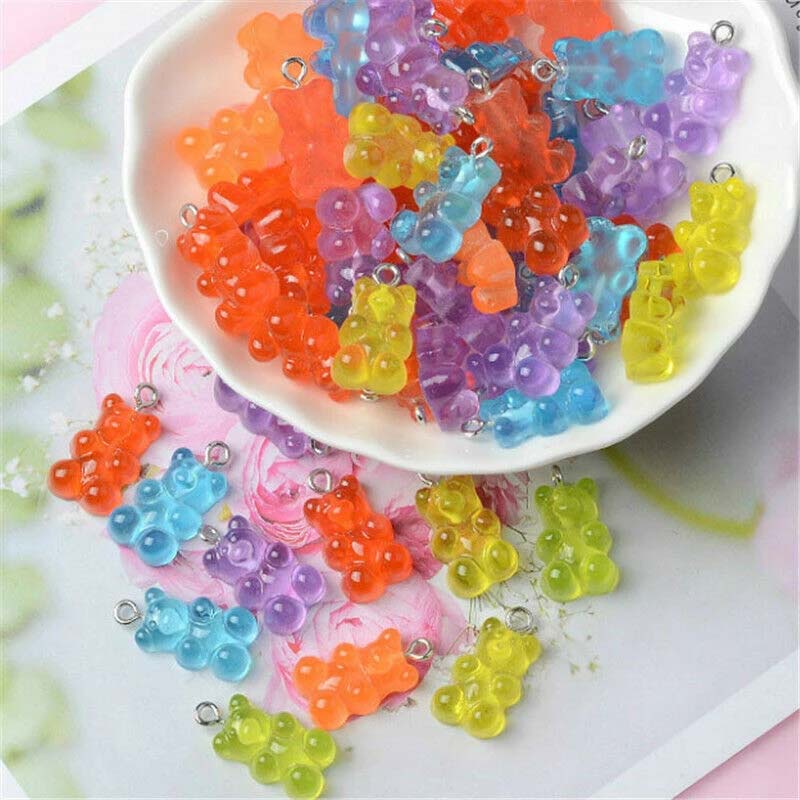 Set 10 Mặt Dây Chuyền Hình Gấu Gummy Bằng Nhựa Resin Đa Năng Dễ Thương