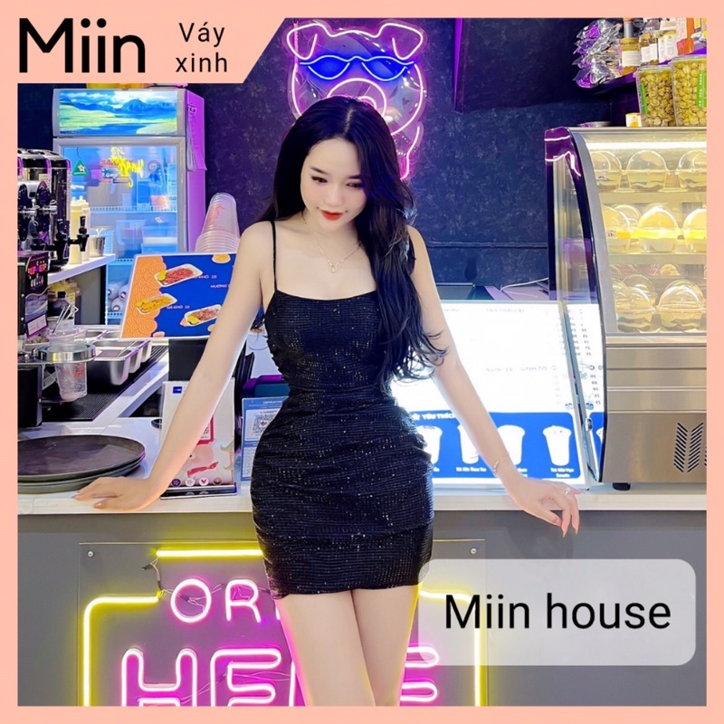 Váy 2 dây body nhũ kim sa