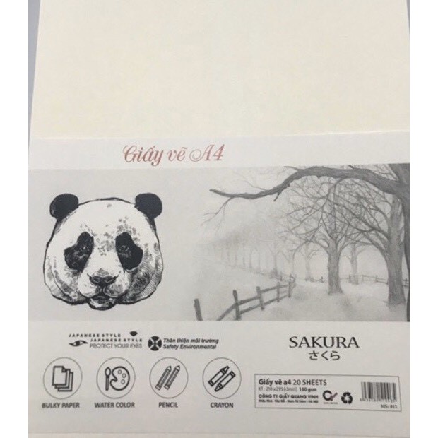 GIẤY VẼ SAKURA ĐL 160gM2- A3,A4(Tập 20 Tờ)