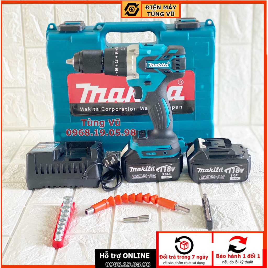 Máy khoan pin Makitta 118V Không Chổi Than Pin 10 Cell, tặng phụ kiện như hình