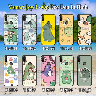 Ốp lưng Vsmart Joy 3 dẻo đen in hình Khủng Long Xanh Cute