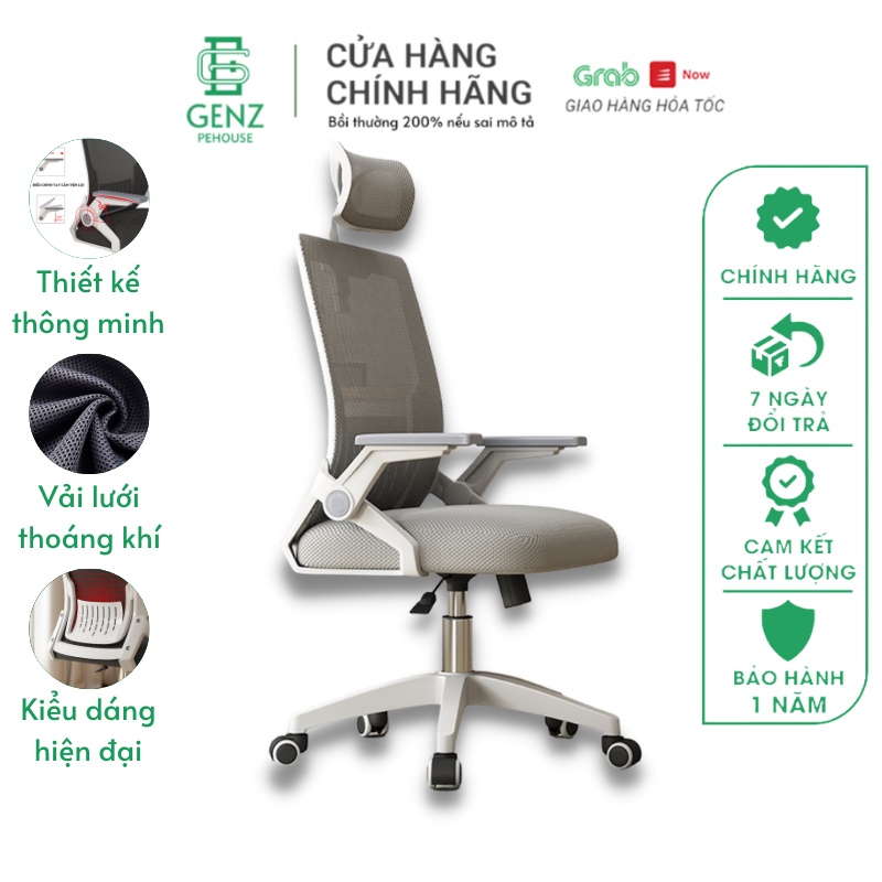 Ghế Văn Phòng Làm Việc Thư Giãn Cao Cấp, Ghế Công Thái Học Xoay 360 Độ Ngồi Văn Phòng Tựa Lưng Lưới Kết Hợp Ghế Gaming