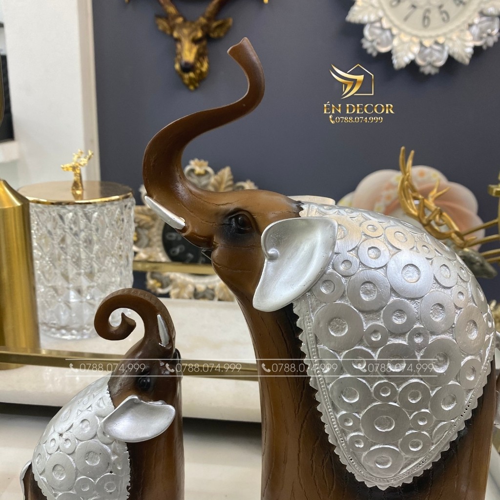 Tượng Voi Trang Trí Tủ Kệ, Trang Trí Nhà Cửa, Én Decor