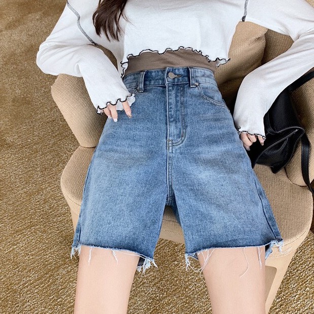 [Mã SPVBTER2 giảm 10k đơn 99k] Quần short jean/kaki cạp cao, quần short nữ ống rộng phong cách_C41