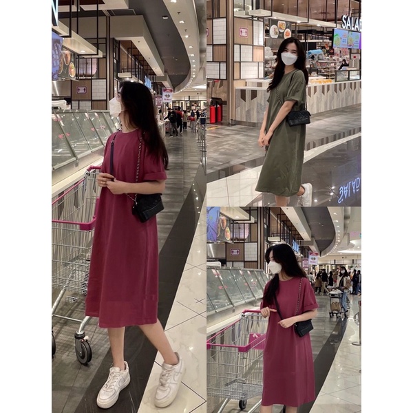 Váy Suông Phông Trơn Dài Tay Lỡ Nữ [FREESHIP] 🌸 Đầm maxi form rộng mặc đi biển trơn màu HỒNG | XANH RÊU | ĐỎ Ulzzang 🌸