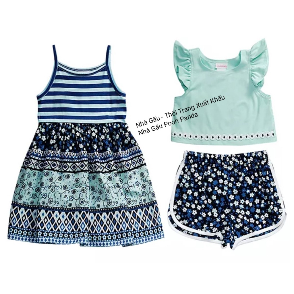 BÉ GÁI - Áo croptop Youngland màu xanh lá viền hoa nhí 03090422