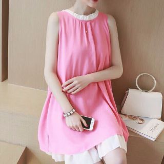Đầm bầu suông cổ bèo 2 lớp